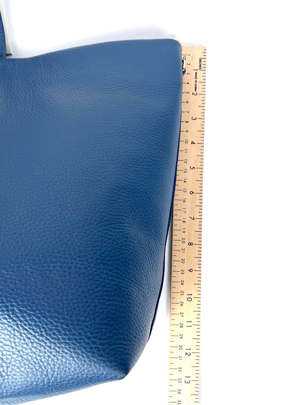 Cuyana Classic Easy Zipper Tote Rare Indigo Blue Italian Pebbled Leather Large - Picture 13 of 15